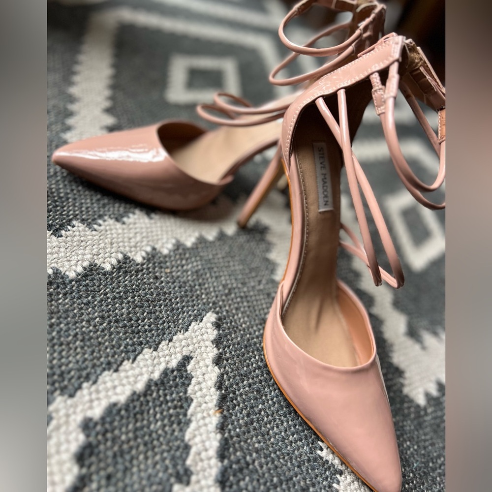 𝗦𝗧𝗘𝗩𝗘 𝗠A𝗗𝗗𝗘𝗡 Nude Strappy Heels Size 9 - Picture 3 of 11